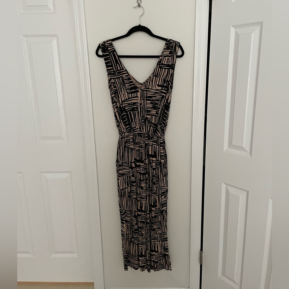 Rachel Pally Black and Beige Printed Sleeveless Jumpsuit